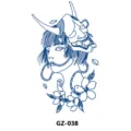 Herbal semi-permanent tattoo sticker with Japanese hannya mask and floral design for chest. - GZ-038