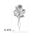Adesivo per tatuaggio temporaneo con rosa nera minimalista, elegante body art floreale. - K-679