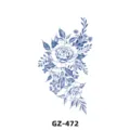Blue floral temporary tattoo sticker botanical peony design waterproof body art supply - GZ-472 / 180X110MM