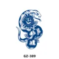 Herbal semi-permanent tattoo sticker featuring a blue snake and flower design, variant GZ-389. - GZ-389