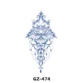 Semi-permanent herbal tattoo sticker blue butterfly vintage floral design waterproof body art SKU GZ-474 - GZ-474 / 180X110MM
