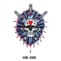Waterproof temporary tattoo sticker featuring skull and dagger design for cool body art. - HB-300 / 210*148mm