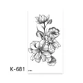 Adesivo per tatuaggio temporaneo floreale in bianco e nero, design botanico minimalista. - K-681