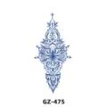 Botanical semi-permanent temporary tattoo sticker variant GZ-475 with blue floral mandala design. - GZ-475 / 180X110MM