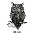 Black owl temporary tattoo sticker geometric tribal arm body art waterproof design model - HB-301 / 210*148mm