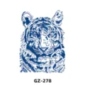 Semi-permanent herbal tattoo sticker featuring a fierce blue tiger head design, waterproof. - GZ-278 / 110x180mm