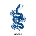 Herbal semi-permanent juice tattoo sticker featuring blue snake and floral mandala design. - GZ-391