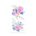 Fresh watercolor floral temporary tattoo sticker featuring elegant pink and purple flower designs. - K-546