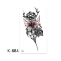 Tatuaggio temporaneo con rose nere, spine e ali di farfalla per uno stile unico e cool. - K-684
