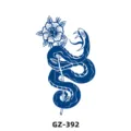 Temporary tattoo sticker with blue snake and rose design, waterproof herbal body art SKU variant. - GZ-392