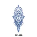 Semi-permanent herbal juice tattoo sticker waterproof blue floral mandala body art decal. - GZ-478 / 180X110MM