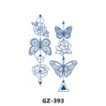 Herbal semi-permanent tattoo sticker with butterfly and floral geometric line design. - GZ-393