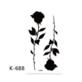 Adesivo per tatuaggio temporaneo con silhouette di rosa nera minimalista per tutti. - K-688