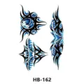 Foglio di adesivi per tatuaggi temporanei impermeabili con disegni tribali blu e di occhi. - Totem Blu e Nero (HB-162)