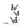 Adesivo per tatuaggio temporaneo a farfalla nera con stelle per body art da donna. - K-690