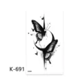 Adesivo per tatuaggio temporaneo farfalla bianco e nero luna geometrico minimalista arte corporea K-691 - K-691