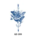 Blue whale compass temporary tattoo sticker, waterproof herbal juice body art decal variant. - GZ-399