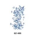 Herbal juice temporary tattoo sticker featuring blue floral and star design for body art. - GZ-400