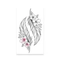 Beautiful feather and flower temporary tattoo sticker, perfect for stylish body art decor. - K-555