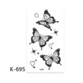 Adesivo per tatuaggio temporaneo farfalla nero e bianco design cuore carino per uomo e donna - K-695
