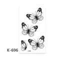 Foglio di adesivi per tatuaggi temporanei a farfalla in bianco e nero, design artistico chic. - K-696