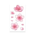 Fresh pink cherry blossom temporary tattoo sticker set, cute floral body art design for women. - K-558