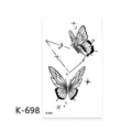 Tatuaggio temporaneo farfalla minimalista con linee geometriche, design nero impermeabile. - K-698