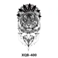 Autocollant de tatouage temporaire tigre noir et blanc mandala bras art corporel XQB-400 - Tigre Mandala (XQB-400)