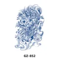 Herbal juice semi-permanent half arm tattoo sticker featuring carp and lotus design. - GZ-852