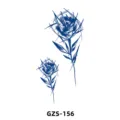 Adesivo per tatuaggio temporaneo alle erbe con design di rose blu schizzo astratto. - GZS-156