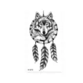 Black wolf dreamcatcher temporary tattoo sticker waterproof body art design K-073 - Wolf Dreamcatcher Style (K-073)