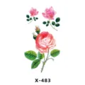 Feuille d'autocollants de tatouage temporaire de rose rose botanique pour art corporel. - X-483