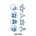 Autocollant de tatouage temporaire crâne bleu tête de taureau art corporel gothique - GZ-555 / 180X110MM