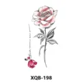 Waterproof rose tattoo sticker with cursive script text, vibrant pink flower design for body art. - XQB-198 / 210x114mm