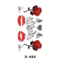 Set de tatouage temporaire avec roses rouges, lèvres et papillons pour art corporel élégant. - X-484