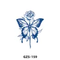 Sticker per tatuaggio temporaneo alle erbe con farfalla e rosa, arte corporea. - GZS-159