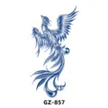 Herbal juice temporary arm tattoo sticker featuring a stunning blue phoenix bird design. - GZ-857
