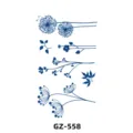 Autocollant de tatouage temporaire au jus de plantes, feuille motif floral bleu pour corps. - GZ-558 / 180X110MM