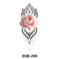 Waterproof temporary tattoo sticker featuring pink rose and black lace geometric art. - For Numbers 200 and Onwards, Please Contact Customer Service / 210x114mm