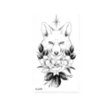Waterproof temporary tattoo sticker with geometric fox and floral design, single sku. - Fox Geometric Style (K-078)