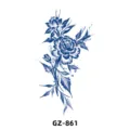 Herbal juice waterproof temporary tattoo sticker blue peony floral design SKU GZ-861 body art - GZ-861
