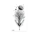 Waterproof temporary tattoo sticker geometric tree and planet black art design variant. - Tree Planet Style (K-080)