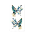 Waterproof temporary tattoo sticker featuring blue butterfly and floral art designs, perfect. - Blue-White Butterfly Floral (K-565)