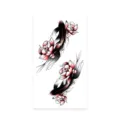 Waterproof temporary tattoo sticker featuring koi fish and lotus flower design, black and red style. - Double Carp Red Lotus (K-566)