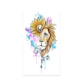 Waterproof temporary tattoo sticker with a creative half lion sunflower watercolor design. - Sunflower Lion (K-567)