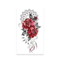 Waterproof temporary tattoo sticker featuring red roses and mandala geometric design for women. - Red Rose Mandala (K-568)