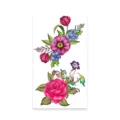 Waterproof floral tattoo sticker sheet featuring vibrant pink roses and blue flower bouquets. - Colorful Floral Combination (K-569)