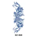 Herbal juice temporary tattoo sticker featuring a blue butterfly and elegant floral vine design. - GZ-868
