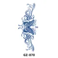 Herbal juice temporary tattoo sticker, beautiful blue botanical butterfly floral arm body art design. - GZ-870
