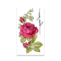 Waterproof temporary tattoo sticker featuring a red rose design with green leaves and script. - Red Rose English (K-572)